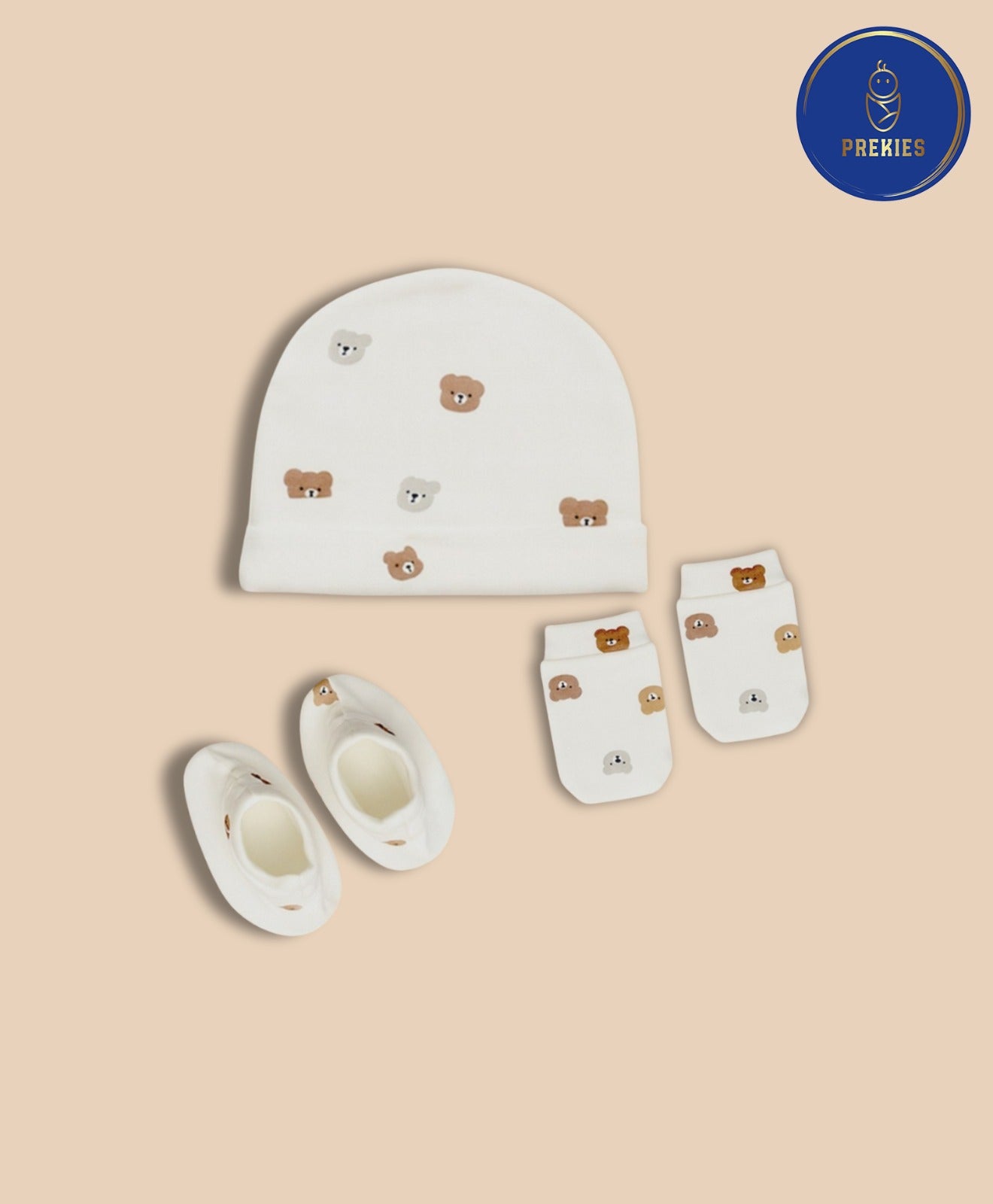 Cap, Mitten & Booties Set - Teddy