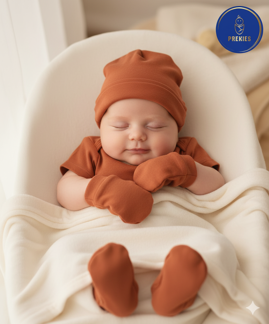 Cap, Mitten, Booties- Maroon