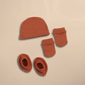 Cap, Mitten & Booties - Maroon Color