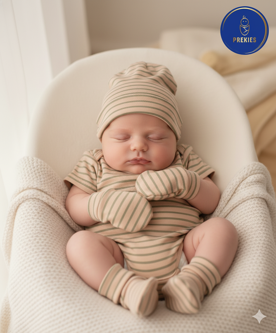 Cap, Mitten, Booties- Olive