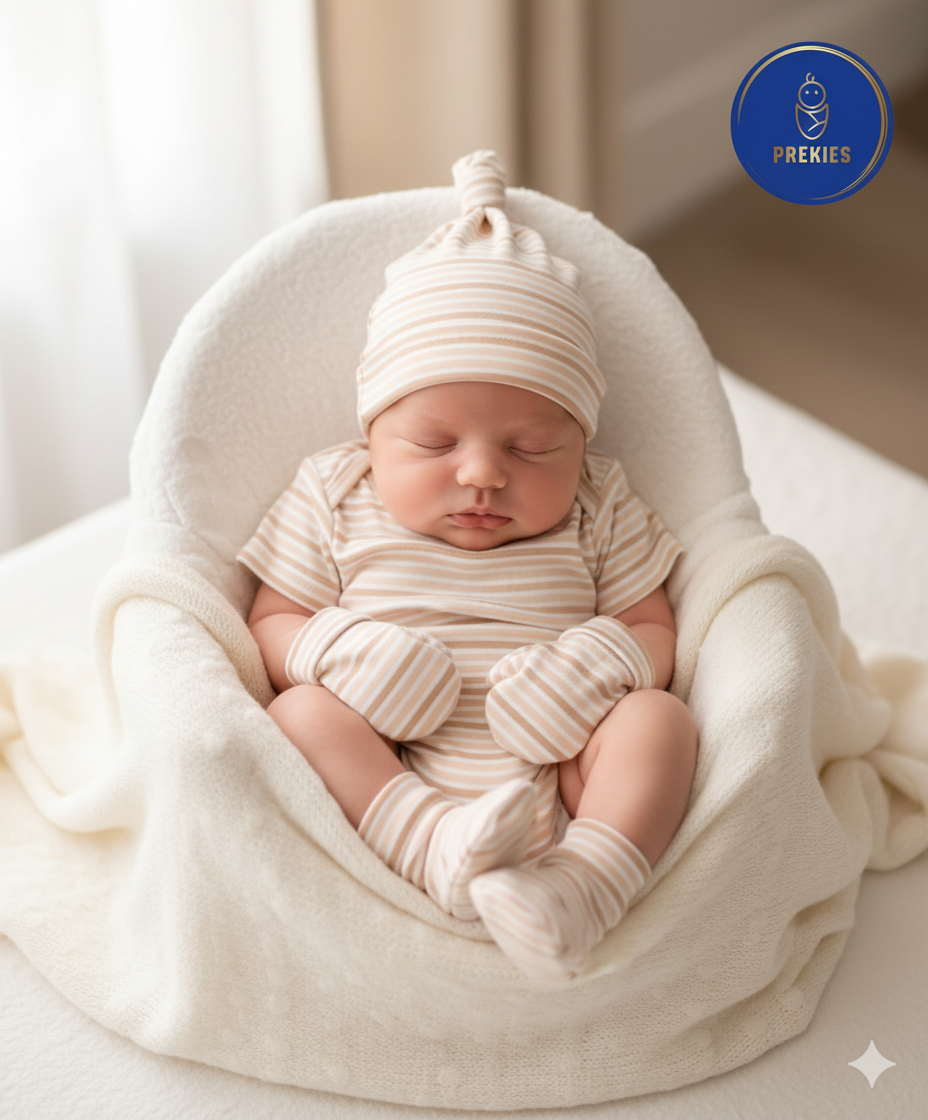 Cap, Mitten, Booties- Peach