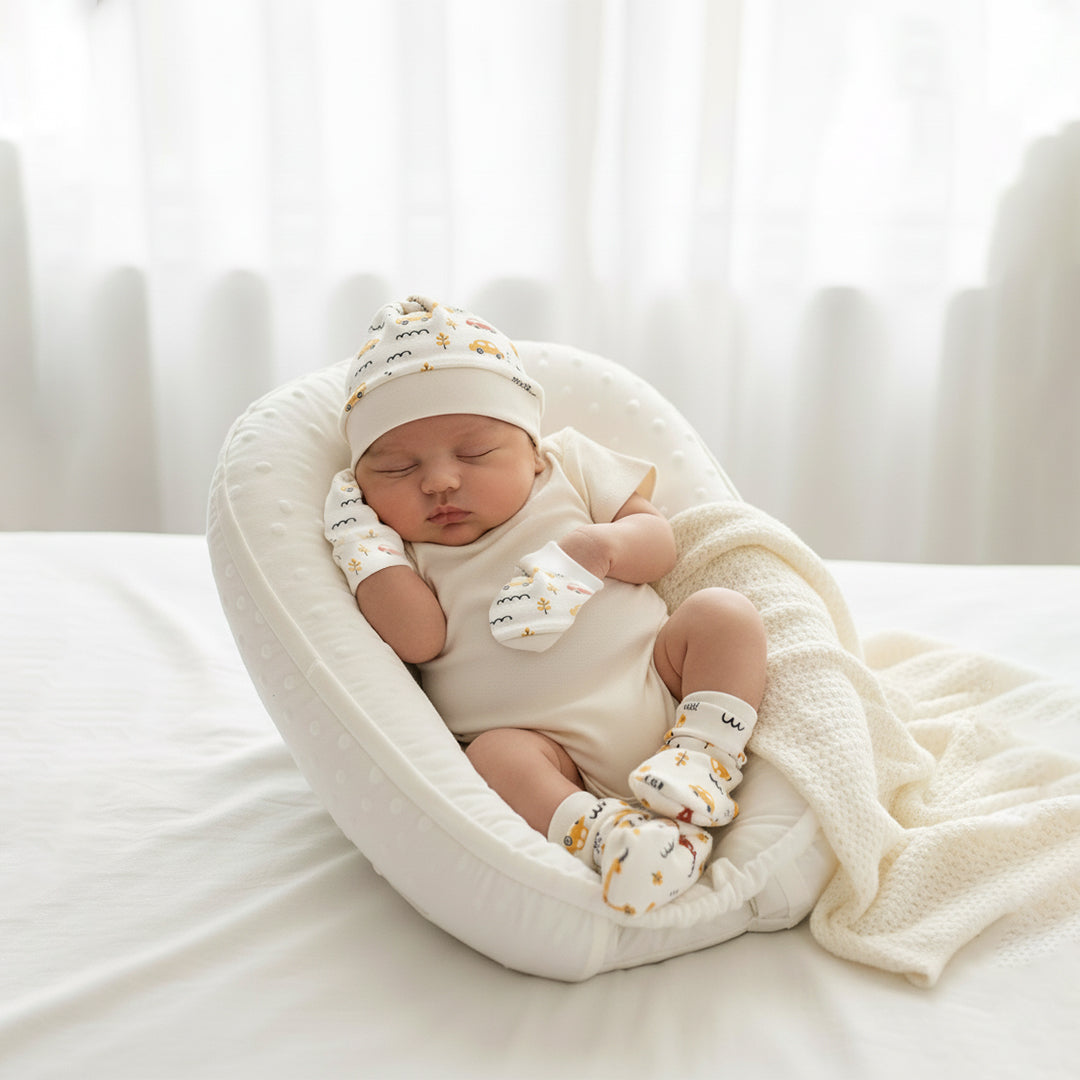 Cap, Mitten & Booties Set - Car