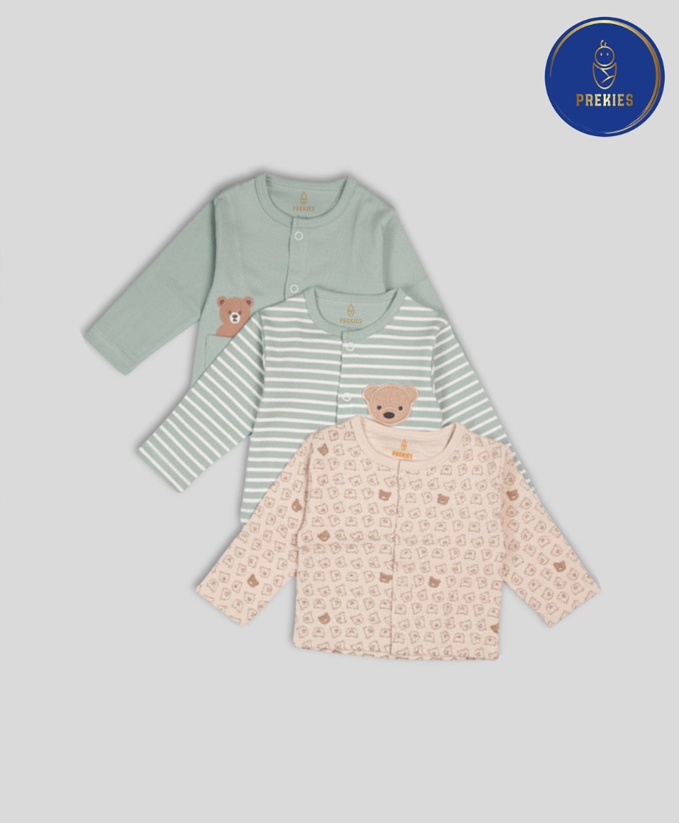 Set of 3 Jhablas - Bear Print (Brown & Blue)