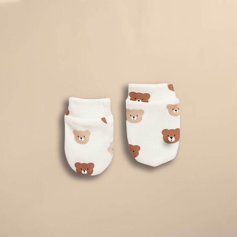 Cap, Mitten & Booties - Teddy Print