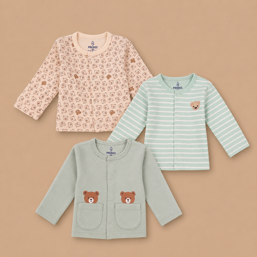 Set of 3 Jhablas - Bear Print (Brown & Blue)