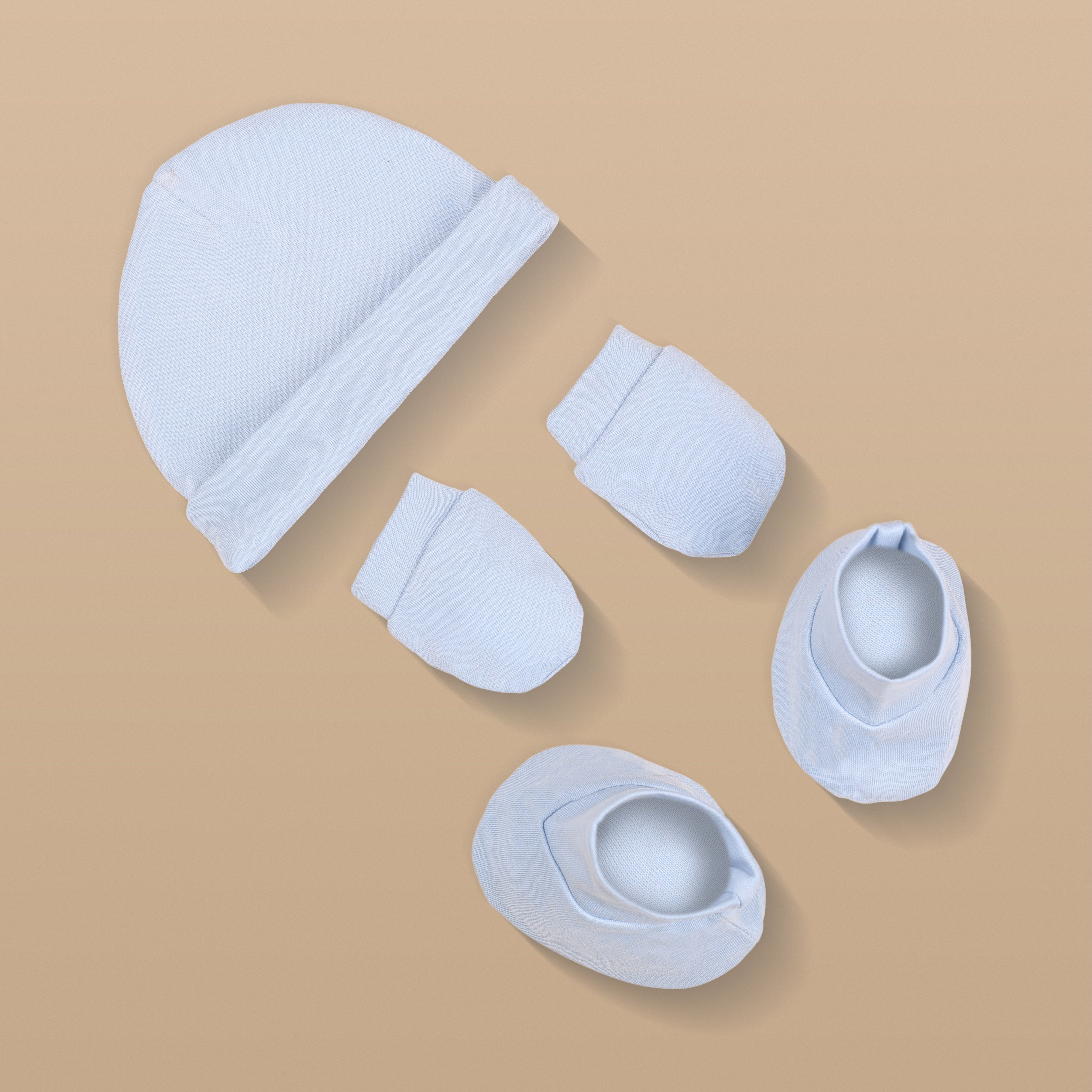 Cap, Mitten & Booties - Blue Color