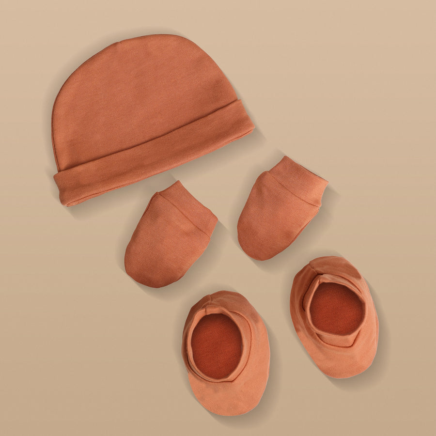 Cap, Mitten & Booties - Beige Color