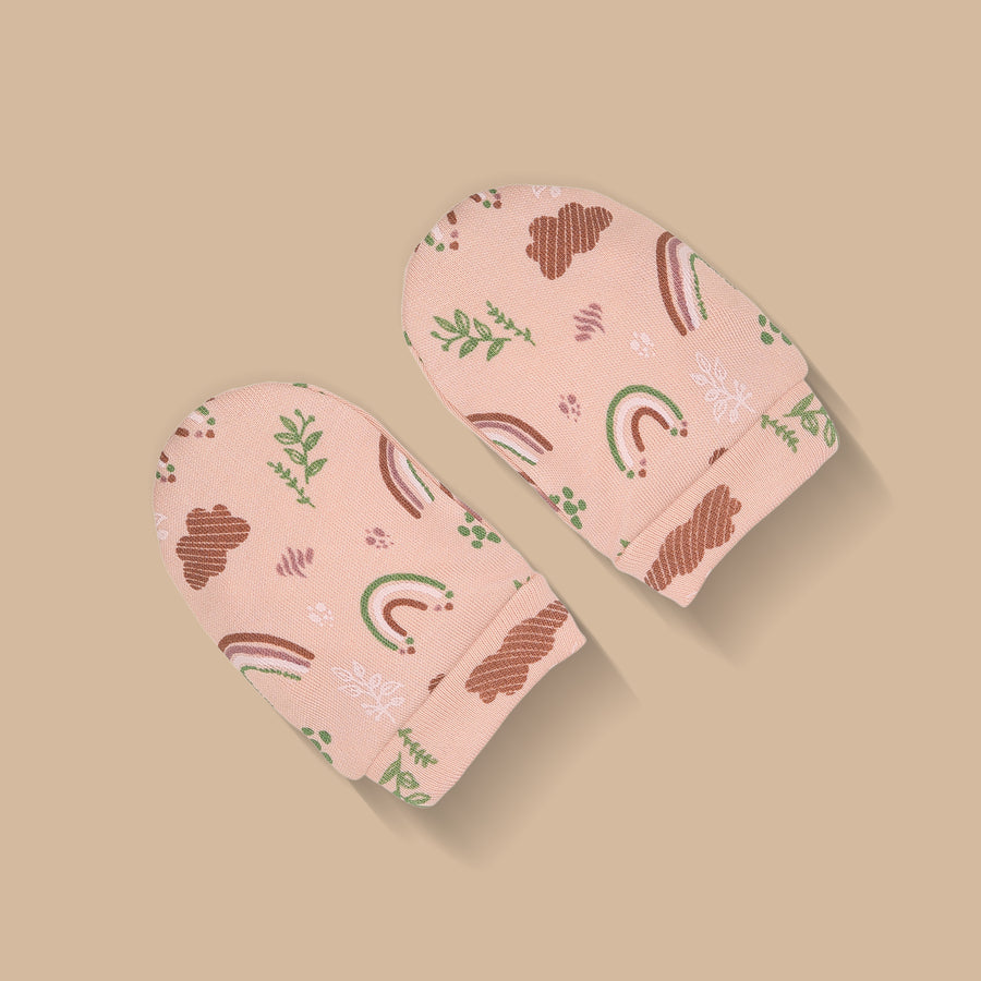 Cap, Mitten & Booties - Rainbow Print