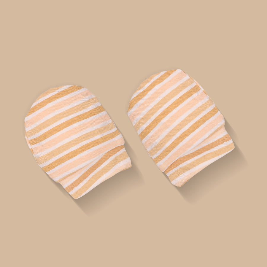 Cap, Mitten & Booties - Stripes Print