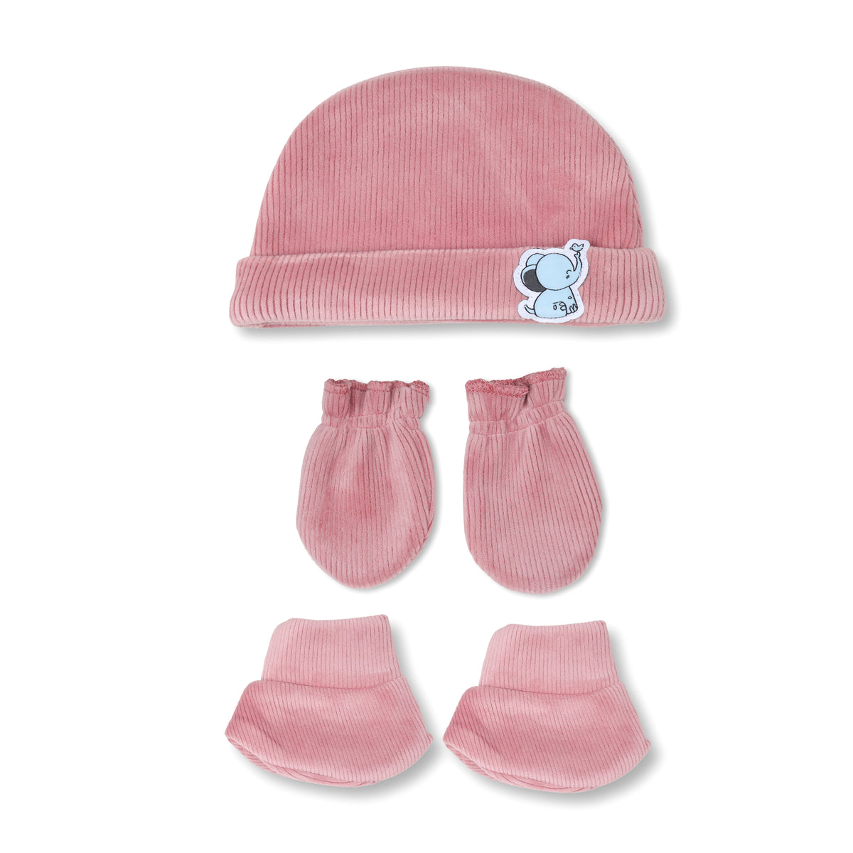 Winter Cap, Mittens & Booties - Elephant Print
