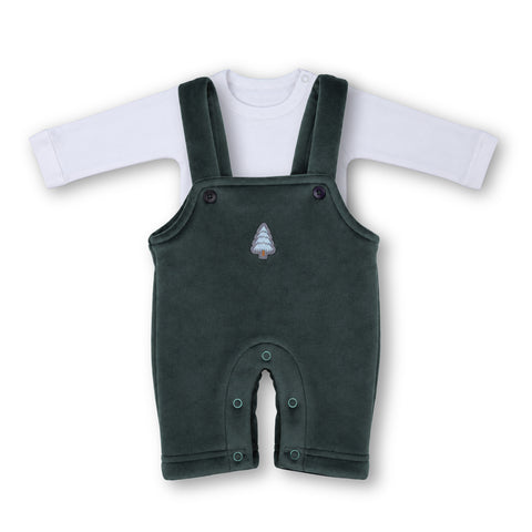 Winter Dungaree Set - Tree Print