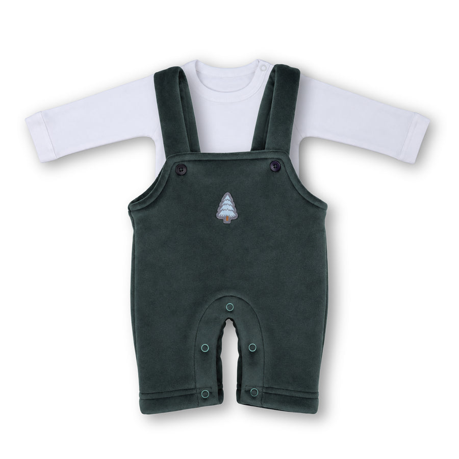 Winter Dungaree Set - Tree Print