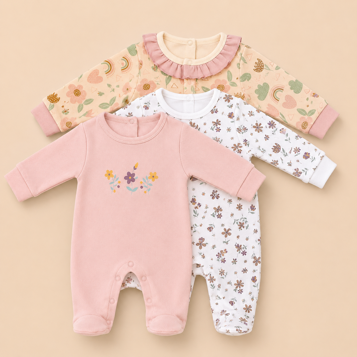 Romper Set - Flower Print Pack of 3