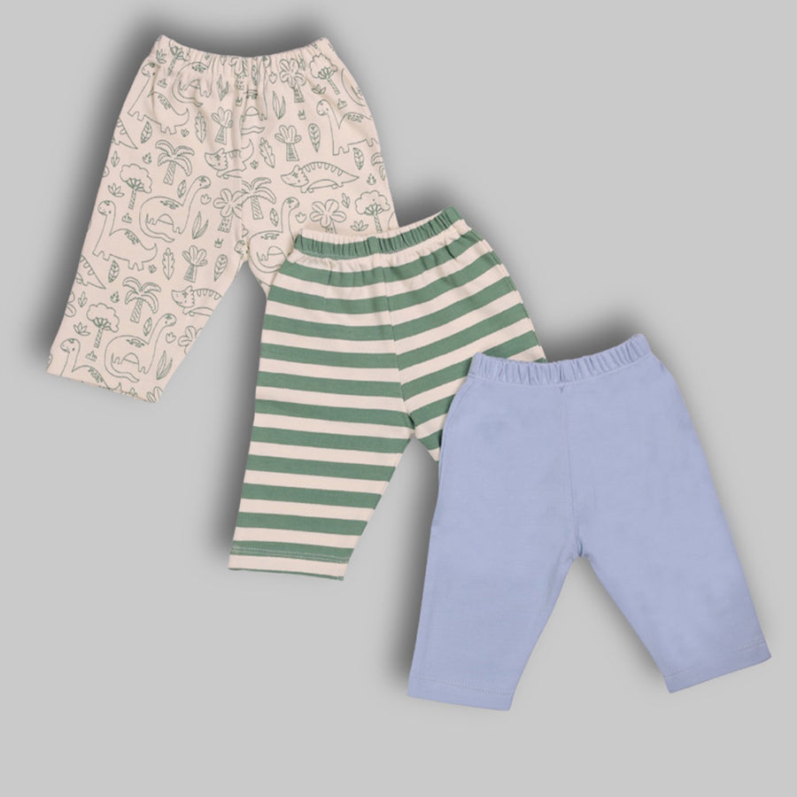 Set of 3 Pyjamas - Dino Print (Green & Blue)