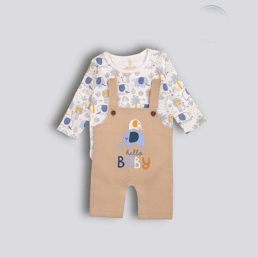 Dungaree Set - Elephant Print & Lion Print