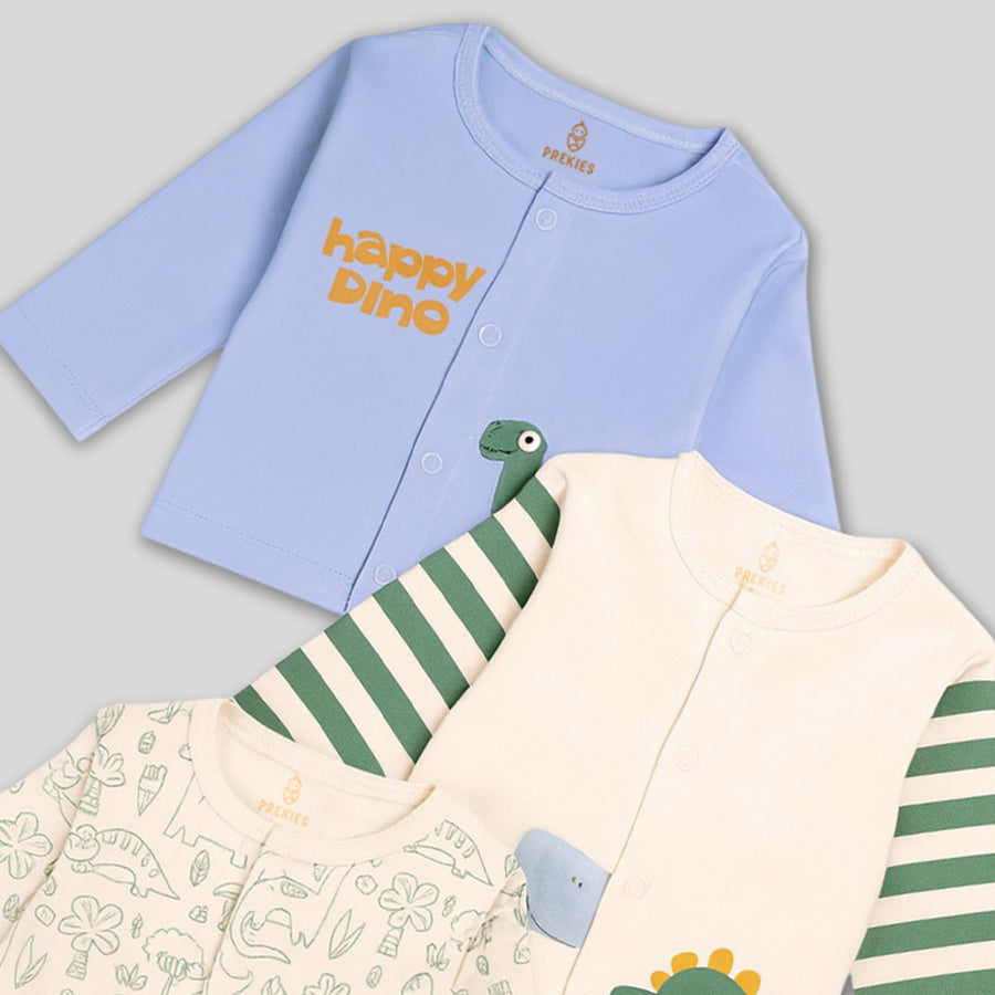 Set of 3 Jhablas - Dino Print (Green & Blue)