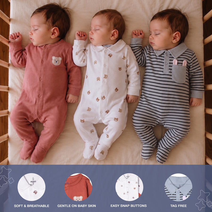 Romper Set - Teddy Print Pack of 3