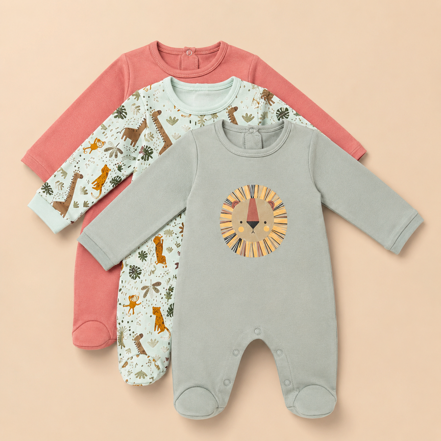 Romper Set - Lion Print Pack of 3