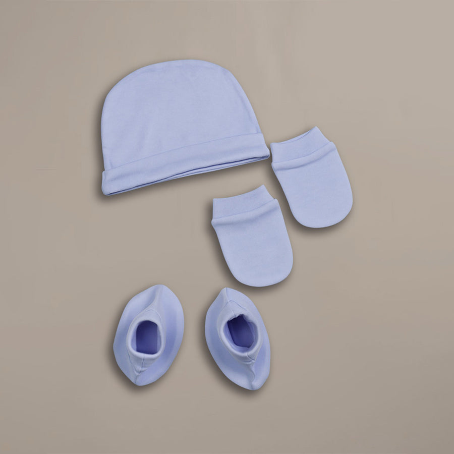 Cap, Mitten & Booties - Blue Color