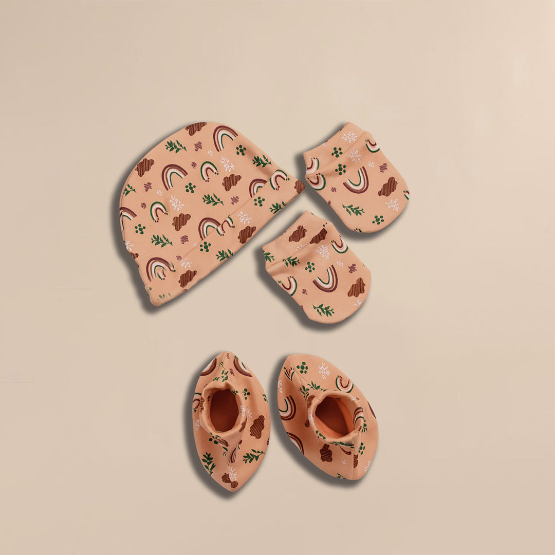 Cap, Mitten & Booties Set - Rainbow