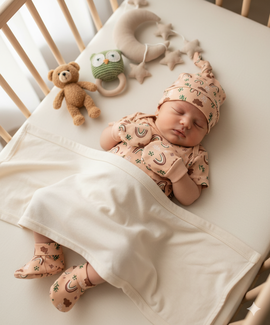 Cap, Mitten & Booties Set - Rainbow