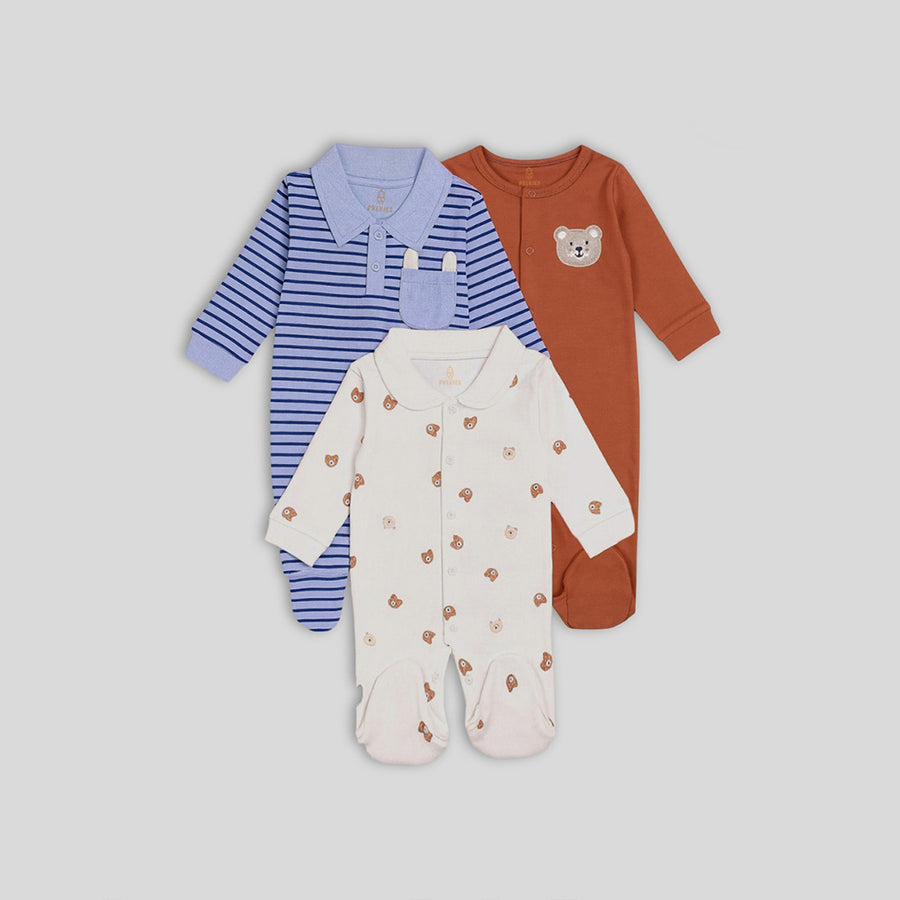 Romper Set - Teddy Print Pack of 3