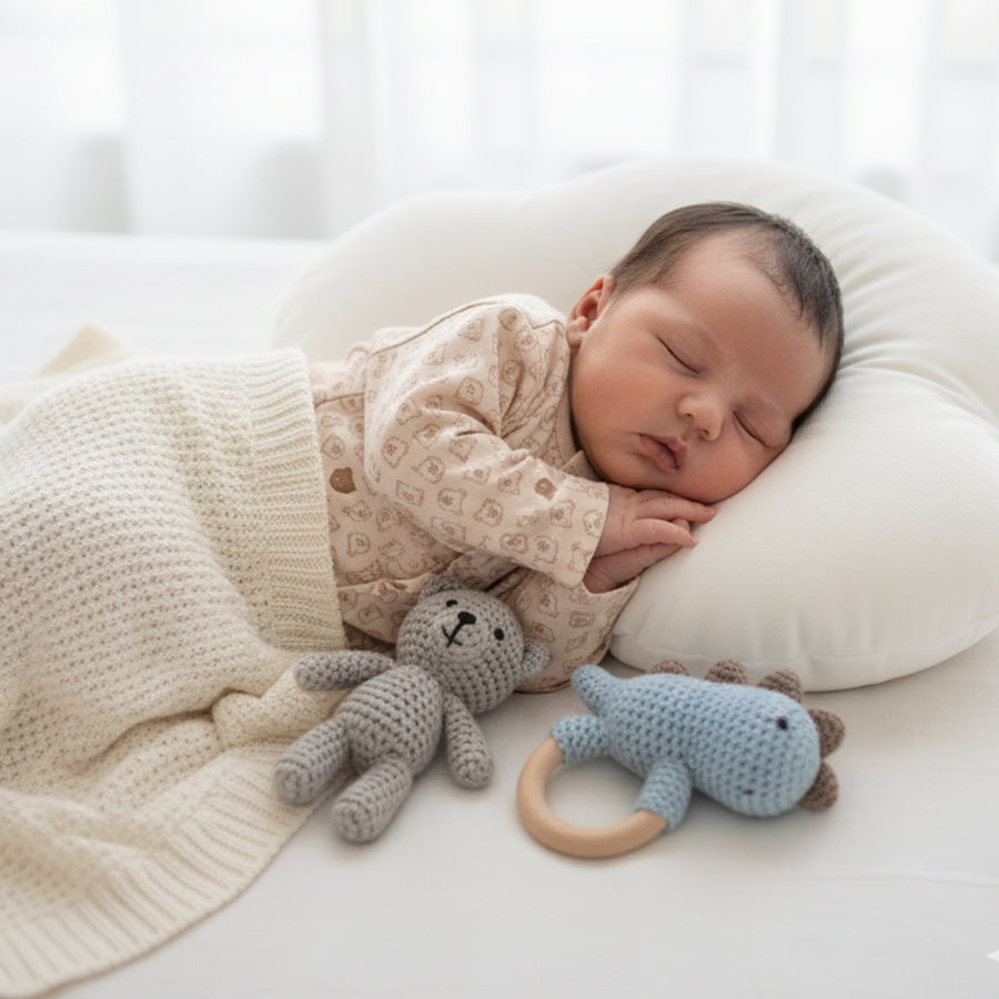 Set of 3 Jhablas - Bear Print (Brown & Blue)