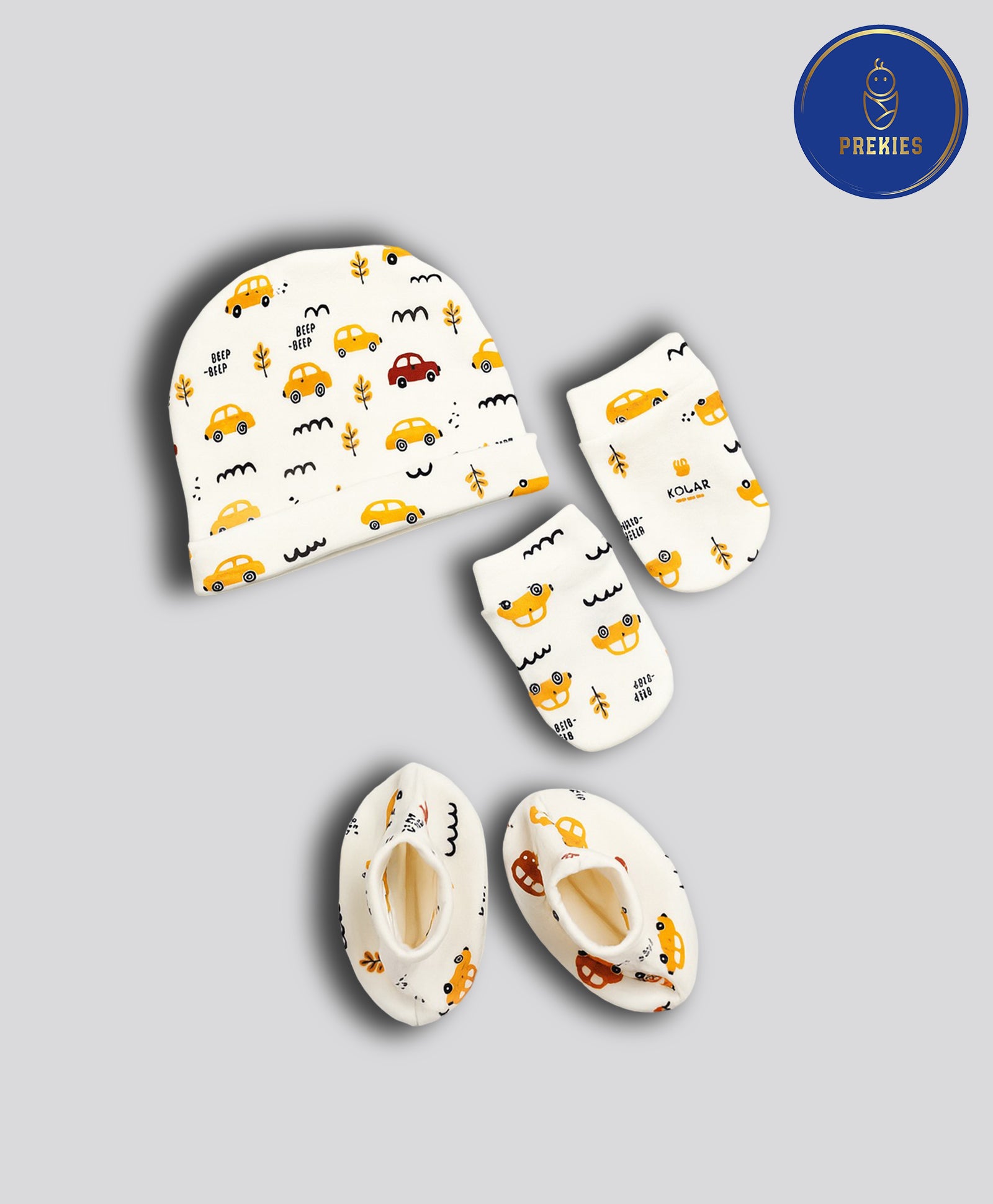 Cap, Mitten & Booties Set - Car