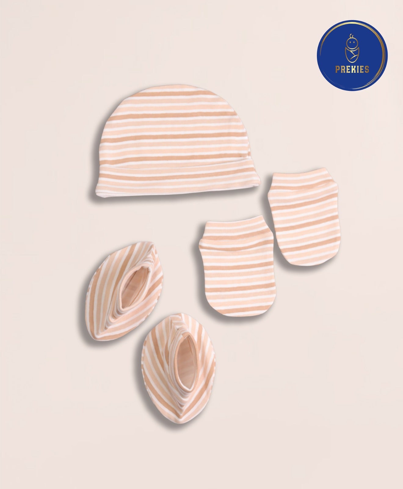 Cap, Mitten, Booties- Peach