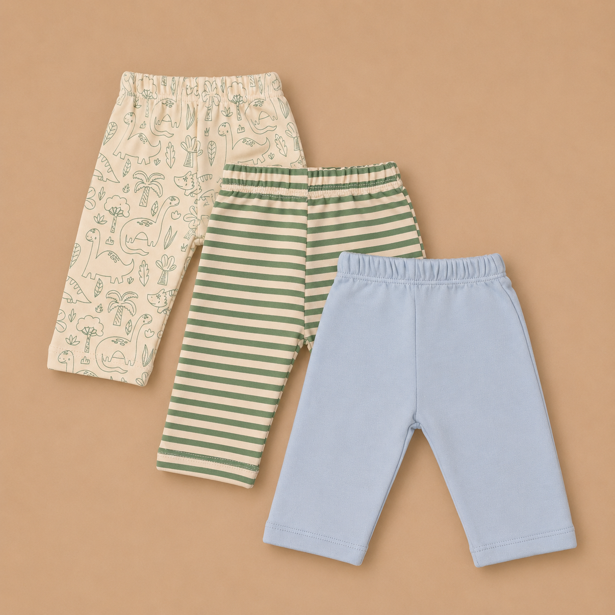 Set of 3 Pyjamas - Dino Print (Green & Blue)