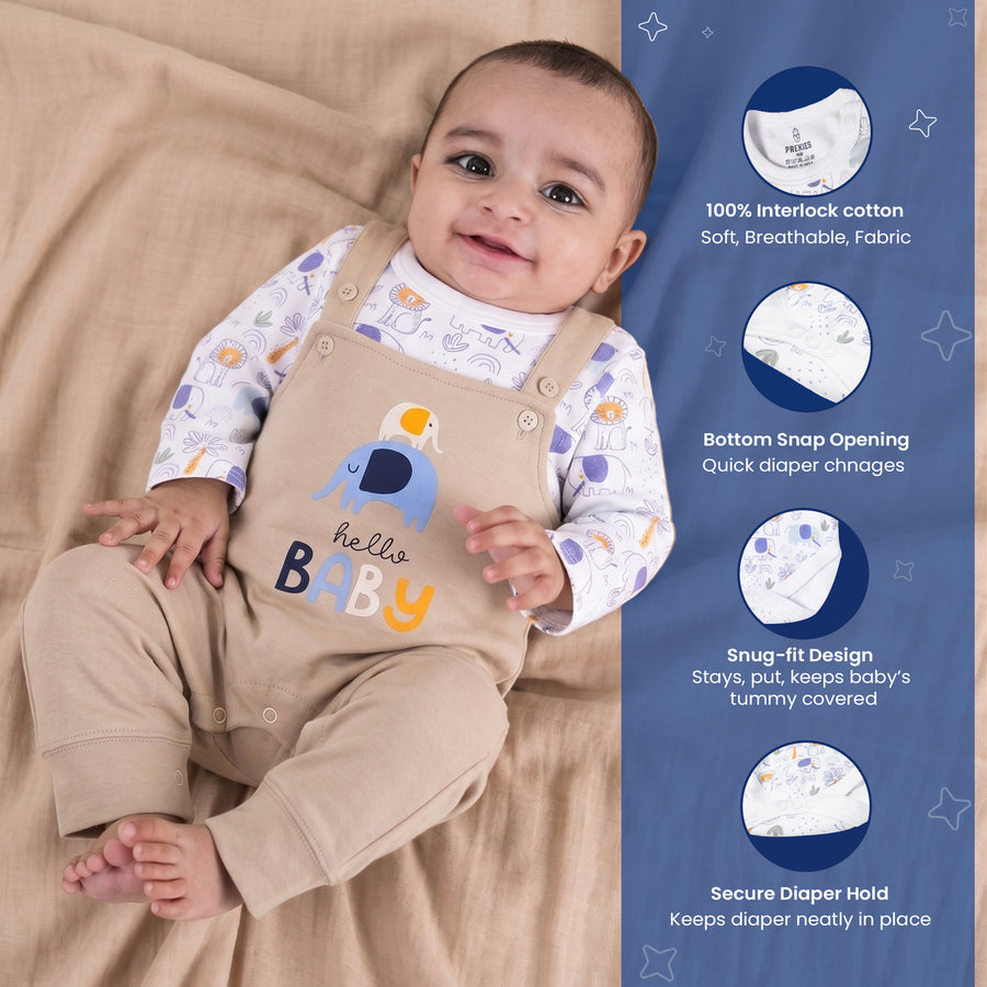 Dungaree Set - Elephant Print & Lion Print