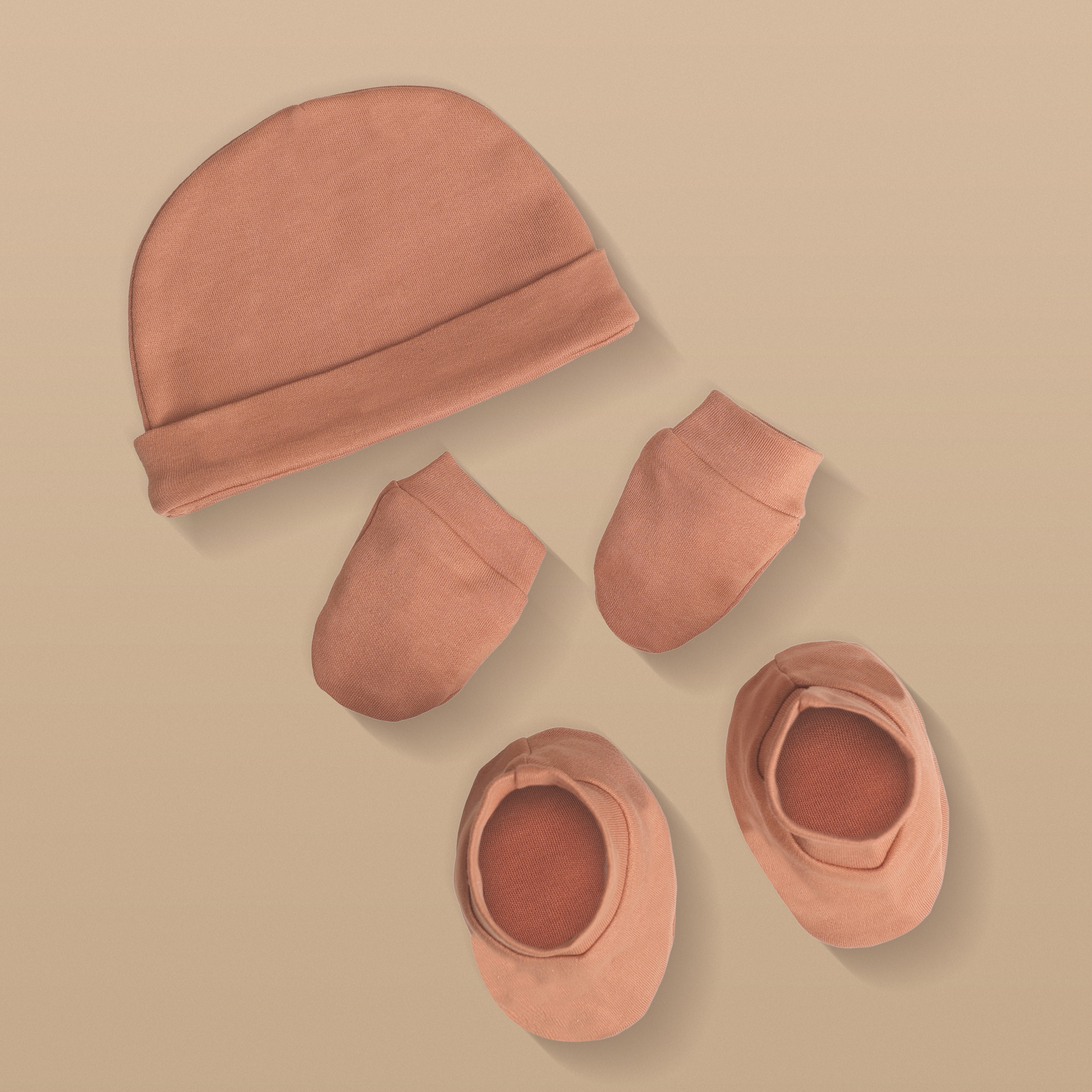 Cap, Mitten & Booties - Maroon Color