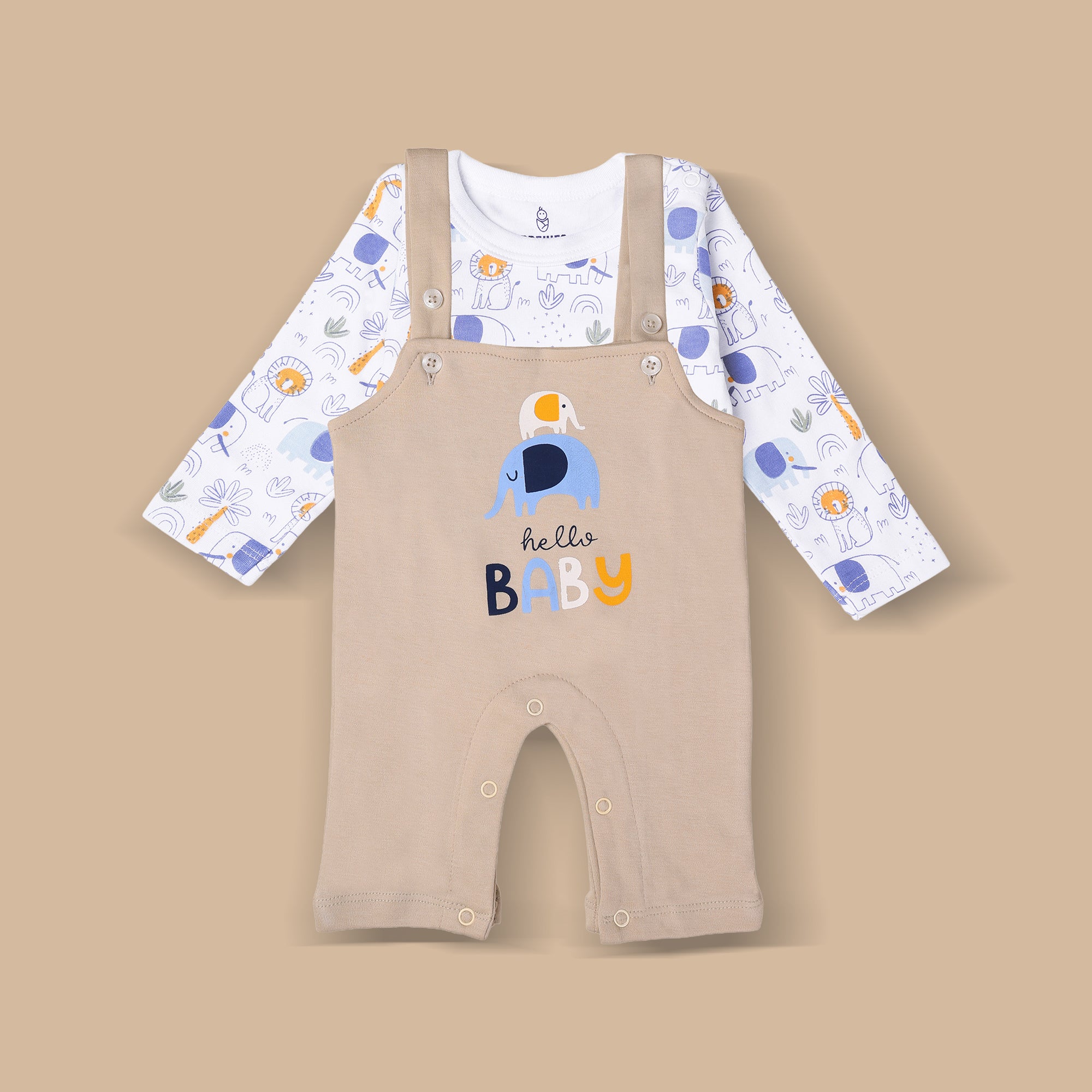 Dungaree Set - Elephant Print & Lion Print