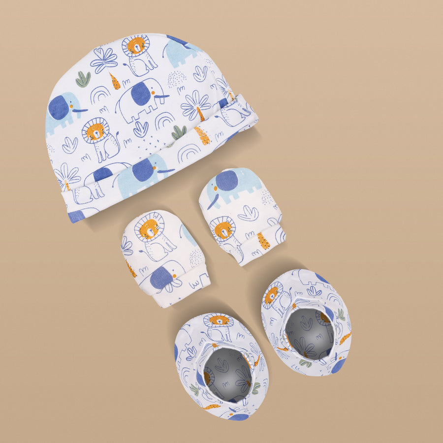 Cap, Mitten & Booties - Lion Print