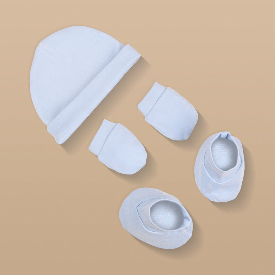 Cap, Mitten & Booties - Blue Color