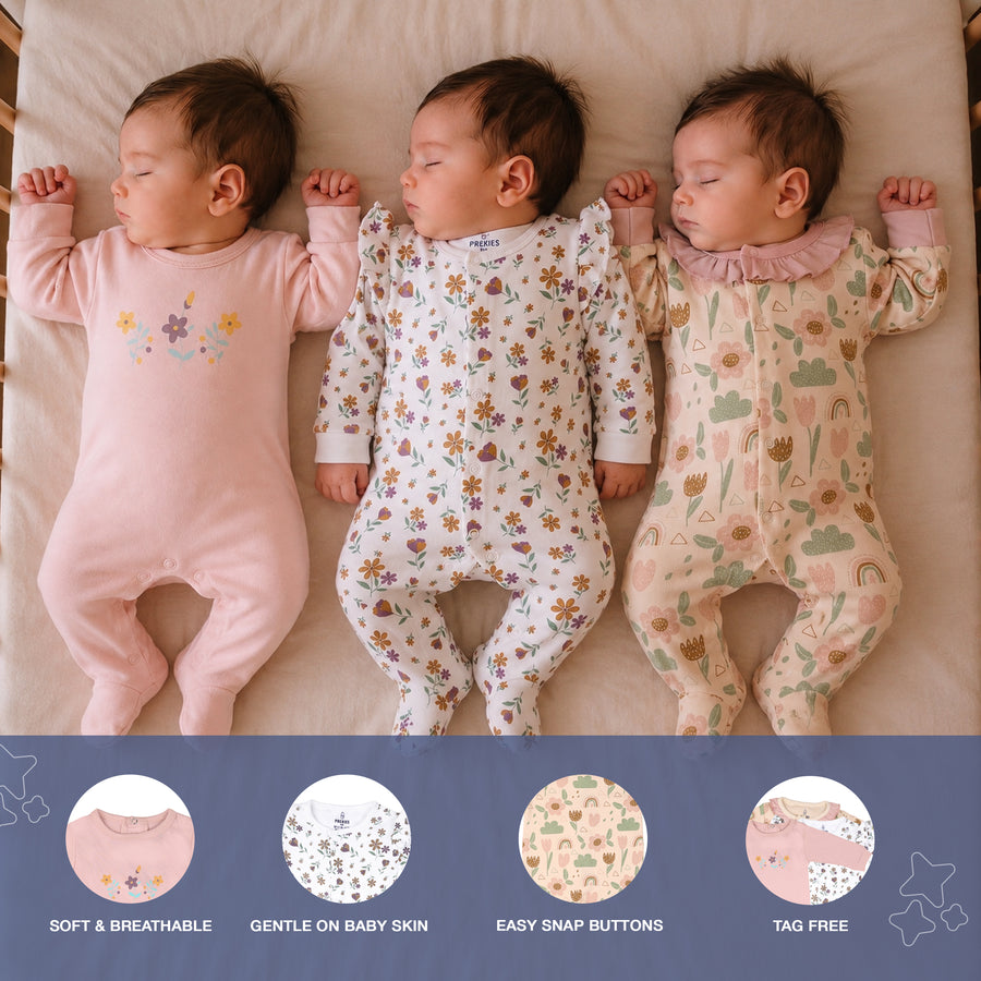 Romper Set - Flower Print Pack of 3
