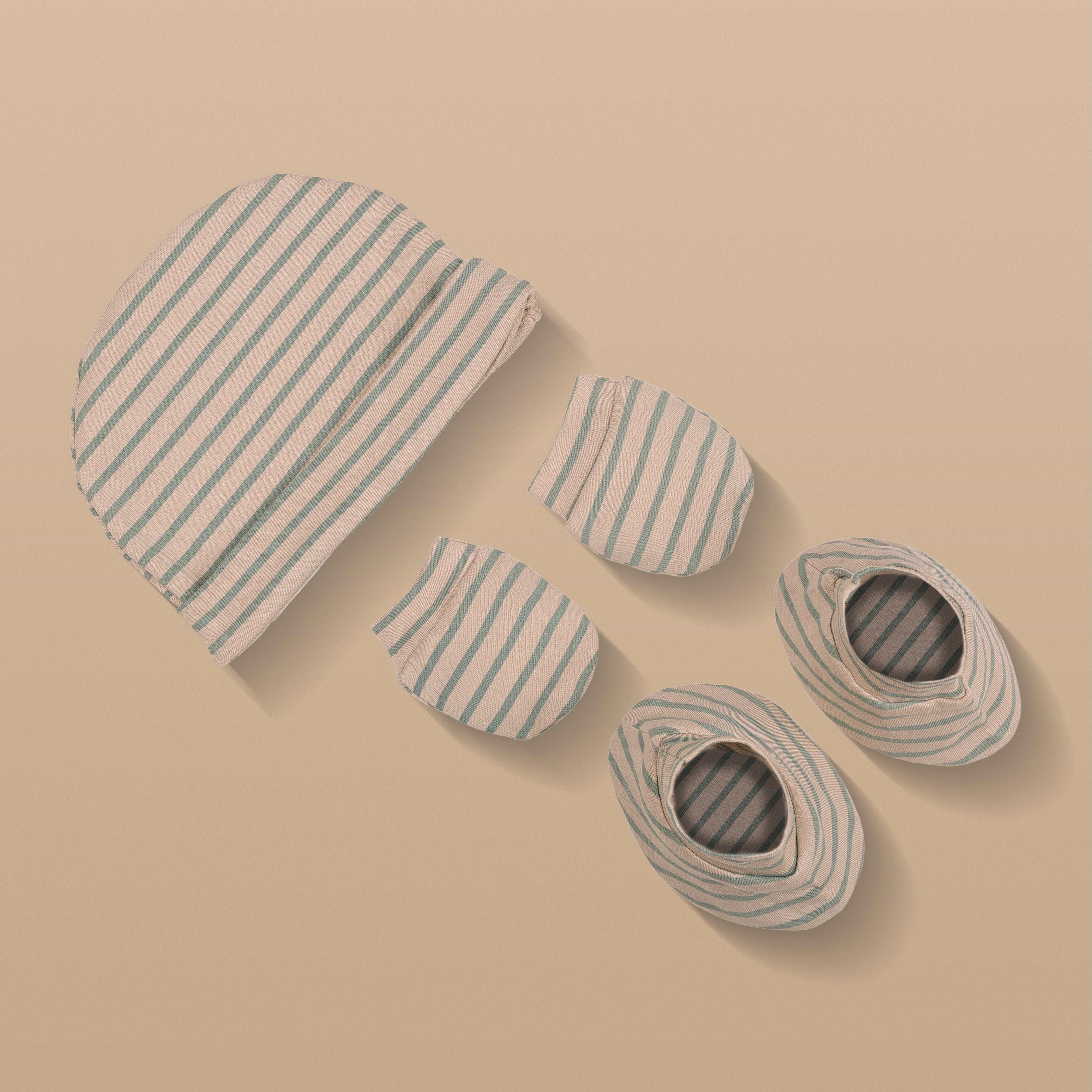 Cap, Mitten & Booties - Olive Color