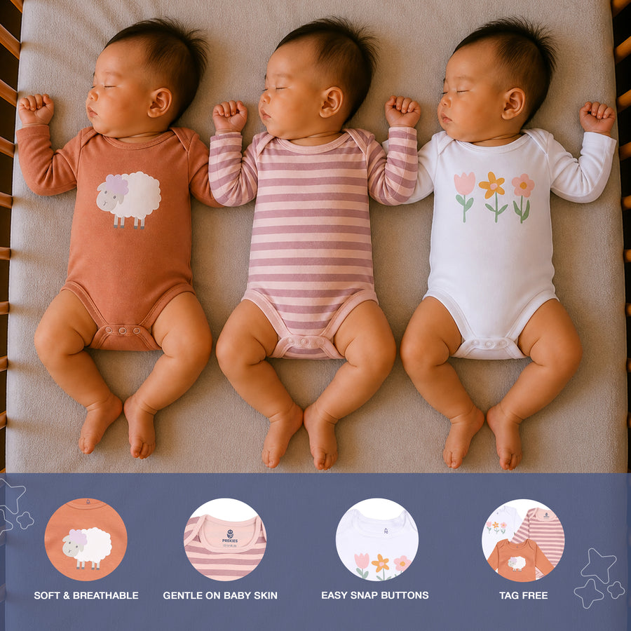 Onesie Set of 3 - Flower Print