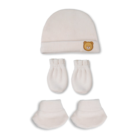 Winter Cap, Mittens & Booties - Teddy Print