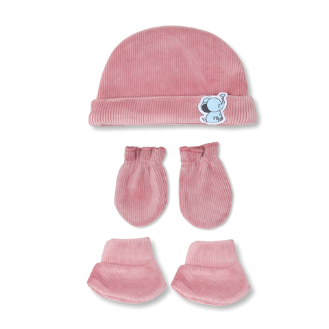 Winter Cap, Mittens & Booties - Elephant Print