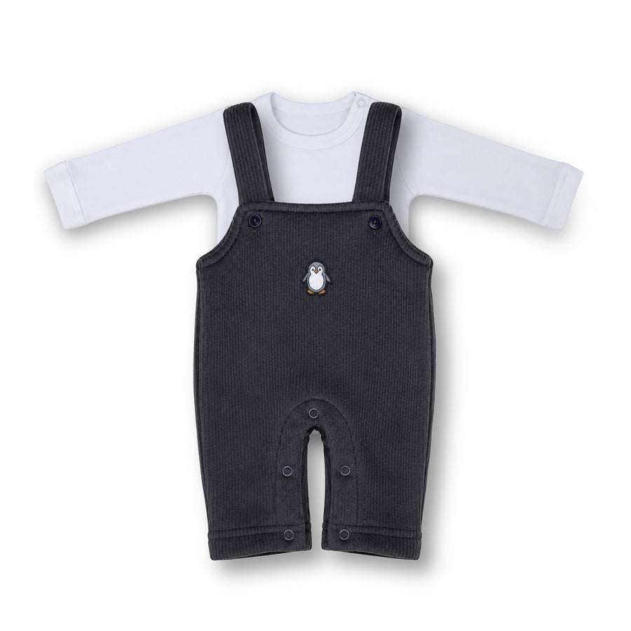 Winter Dungaree Set - Penguin Print