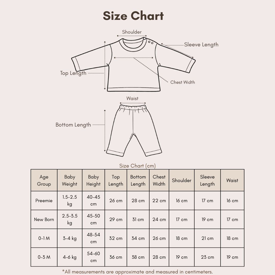 Set & Suit - Dino Print size chart