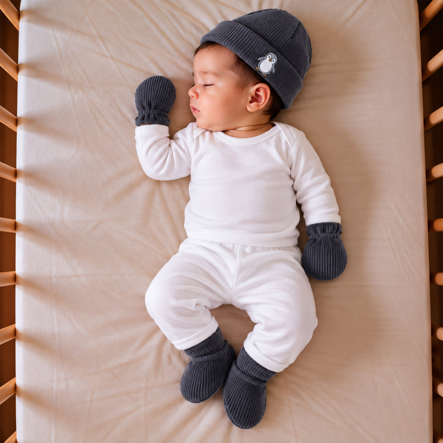 Winter Cap, Mittens & Booties - Penguin Print