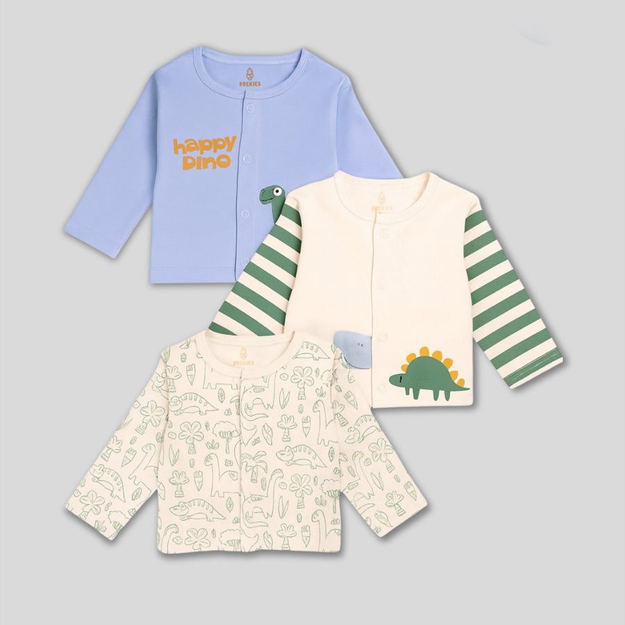 Set of 3 Jhablas - Dino Print (Green & Blue)