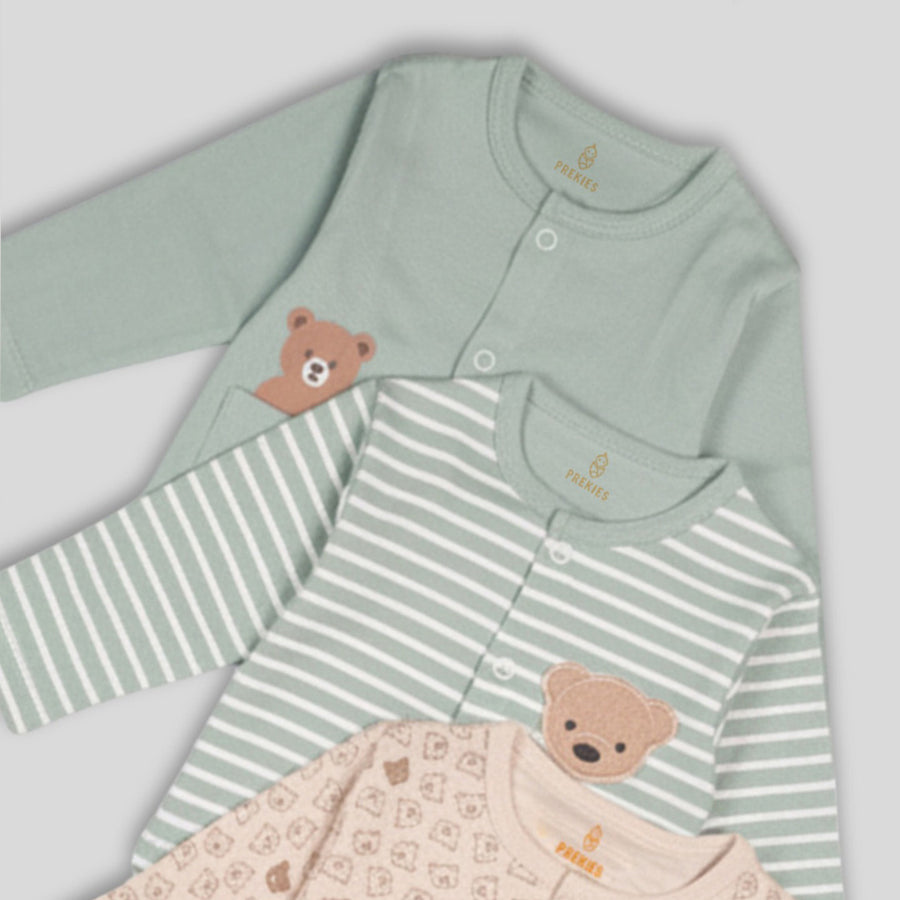 Set of 3 Jhablas - Bear Print (Brown & Blue)