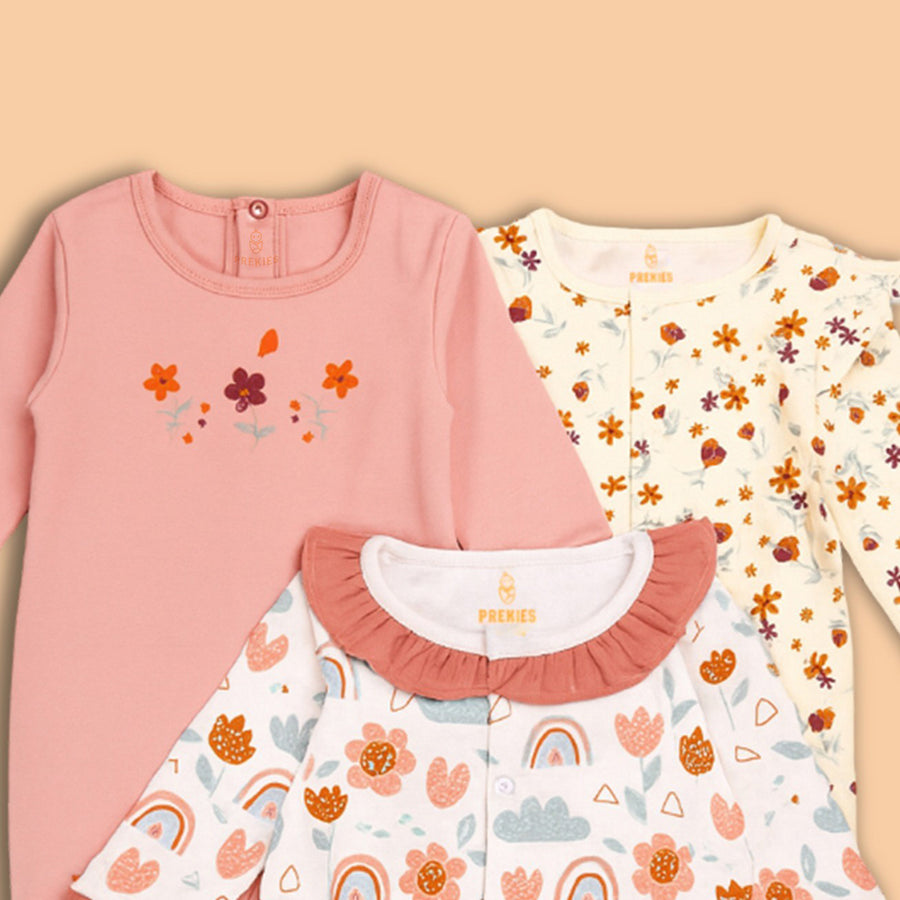 Romper Set - Flower Print Pack of 3