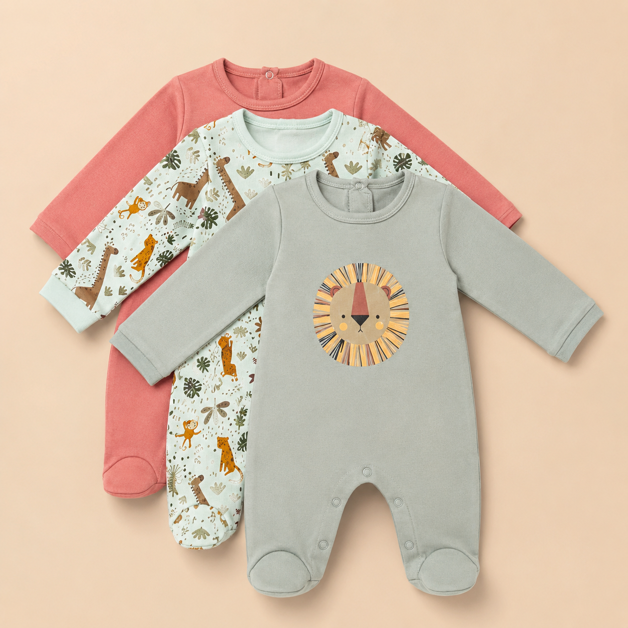 Romper Set - Lion Print Pack of 3